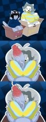 1boy 1girls boobjob comic deltarune ejaculation original original_character tagme temmie_(undertale) undertale undertale_(series) woopyy