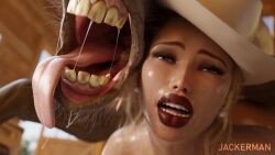 anne_(jackerman) blonde_hair cow_girl huge_ass intersex interspecies jackerman ntr pleasure_face rough_sex saliva tongue ugly_bastard ugly_horse