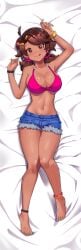 alpaca_nsfw ankle_band ankle_bracelets arrow_funk arrowfunk_gf barbara_(abo_bora) barbara_(arrow_funk) bikini bikini_top bracelet brazilian_female brown_hair dakimakura dakimakura_design dark-skinned_female dark_skin ear_piercing earrings feet female friday_night_funkin friday_night_funkin_mod girlfriend_(friday_night_funkin) girlfriend_(mods) hair_clips hair_ornament huge_breasts short_shorts shorts tanned_skin