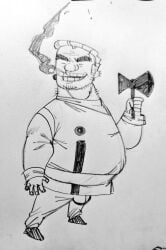 2025 bulge character_request don_pornito gay male male_only monochrome tagme traditional_media yaoi