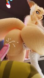 2025 3d_(artwork) 4k 9:16 absurd_res after_sex after_vaginal anthro anus bandai_namco big_breasts big_butt blue_eyes bodily_fluids breasts butt canid canine cum cum_drip cum_from_vagina cum_in_vagina cum_inside cum_on_penis digimon digimon_(species) digimorph digiphilia digital_media_(artwork) dripping duo dutch_angle ejaculation eyelashes faceless_anthro faceless_character faceless_male female fur furniture genital_fluids genitals hi_res humanoid_genitalia humanoid_penis inside interspecies looking_at_genitalia looking_at_penis looking_back male male/female mammal mrs_dexie neck_tuft on_table penis pink_penis realistic_fur renamon renamon_(furromantic) springy_(springycharna) striped_leg table thick_thighs tuft vulva wide_hips yellow_body yellow_fur
