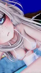 breasts cute dark_eyes elf female female_only muscular_female nude nude_female sexy subsinevr vrchat vrchat_avatar white_hair
