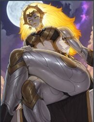 big_ass big_boobs foot_fetish night night_sky panties sexy_body sexy_eyes sexy_pose valora_the_dawnbreaker yellow_eyes yellow_hair