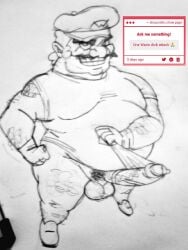 1boy 2025 arm_hair balls belly big_belly body_hair bottomless bottomless_male clothing don_pornito erection facial_hair fat fat_belly fat_male gay genitals hat huge_belly human human_only large_belly looking_at_viewer male male_only mammal mario_(series) mature mature_male monochrome nintendo no_pants obese obese_male overweight overweight_male penis pubic_hair shirt solo solo_focus solo_male straw.page tagme testicles traditional_media wario yaoi