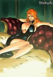 accurate_art_style ai_generated anime_coloring bleach bleach:_the_thousand-year_blood_war curvy female female_only mature mature_female milf pinup solo solo_female solo_focus stickyai