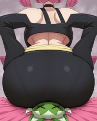 1girls ass coral_(pokemon) female pink_hair pokemon pokemon_(species) pokemon_horizons pokemon_sv ryuseiart sprigatito