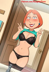 big_ass big_breasts black_panties family_guy flashing lingerie lois_griffin meg_griffin redhead
