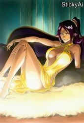 accurate_art_style ai_generated anime_coloring bleach bleach:_the_thousand-year_blood_war curvy female female_only mature mature_female milf pinup solo solo_female solo_focus stickyai
