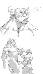 2boys abs animal_ears anthro beard beefy body_fur body_hair bovine cattle erection facial_hair foreskin forge_(artist) gay gay_sex greek_mythology horns humanoid humanoid_penis intact male male/male male_nipples male_only male_pubic_hair mammal masculine mature_male minotaur monochrome muscles muscular_male nude_male partially_retracted_foreskin pecs penis sketch smooth_penis surprised tail thewielder uncut veiny_penis yaoi