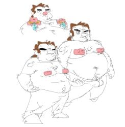 2025 don_pornito gay male male_only microsoft_paint monochrome nipples original_character overweight puffy_nipples tagme yaoi