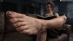 ai_generated barefoot brown_eyes brown_hair feet feet_fetish fetish foot_fetish jill_valentine resident_evil resident_evil_3_remake sam3d soles toes