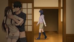 1boy 1boy2girls 2girls 2girls1boy behind_door black_hair black_hair_male brown_hair casual_clothes cheating clothed clothed_sex covering_mouth dinaki female female_penetrated from_behind from_behind_position hanabi_hyuuga hidden hidden_sex hiding hinata_hyuuga holding holding_hand human human_penetrated human_penetrating hyuuga_hanabi hyuuga_hinata legs legs_together light-skinned_female light_skin long_hair long_sleeves looking_at_another looking_back male male/female male_penetrating male_penetrating_female naruto:_the_last naruto_(series) naruto_shippuden no_eyes pale_skin purple_hair purple_jacket pussy sex sex_from_behind shirt short_hair shorts shorts_down standing standing_sex stealth_sex straight straight_sex unaware white_eyes wooden_door wooden_floor