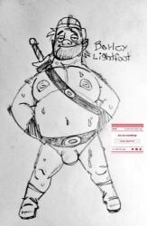 2025 alternate_costume barley_lightfoot bulge chubby disney don_pornito elf gay male male_only monochrome onward_(2020) pixar straw.page tagme traditional_media yaoi