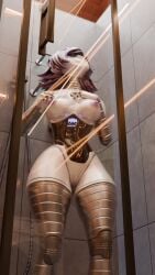 1girls breasts shower showering thick uzi_(murder_drones) uzi_(murder_drones)_(bysamzan) visible_pussy