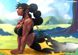 2026 big_ass big_breasts cornrows dark_hair desscaras dreadlocks earrings exercise ichi_the_witch muscular muscular_female tank_top yoga yoga_pants