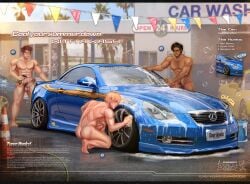 3boys 5ltza abs ass bara black_hair blonde_hair bubbles car car_wash cock dark_red_hair dick erect_penis erection full_nude gay large_penis lexus male male_focus male_group multiple_boys muscle_ass muscular muscular_arms muscular_back muscular_legs muscular_male muscular_thighs naked nude oc pecs pectorals penis precum six_pack soapy squatting standing yaoi
