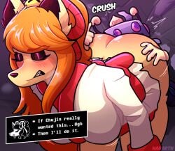 ass ass_bigger_than_head ass_focus assjob axis_(character) butt butt_crack butt_focus buttocks ceroba_(undertale_yellow) ceroba_ketsukane fox fox_girl furry furry_female kimono nauartn naufragowo robot size_difference undertale undertale_(series) undertale_yellow
