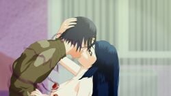 1female 1female1male 1male 1male1female background bed bedroom blue_hair boobjob boobs brown_collar cum curtain curtains dark_blue_hair female grabbing_hair grabbing_head green_collar honeycomb honeycomb_background kiss kissing light_body light_skin long_hair long_hair_female long_hair_male magic magical_girl male messy_hair night night_sky penis pink_bed pink_wall pink_walls purple_eyes window windows