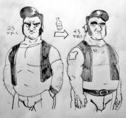 2025 brawl_stars bulge bull_(brawl_stars) don_pornito gay male male_only monochrome overweight supercell tagme traditional_media video_games yaoi