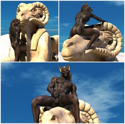 3d anthro anubian_jackal anubis ass balls canine cum cumshot deity fur furry hair jackal long_hair male male_only mammal masturbation muscles nude orgasm penis sphinx wooky