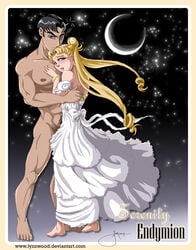 1boy 1girls abs biceps bishoujo_senshi_sailor_moon clothed_female_nude_male clothing dress female hand_on_chest human king_endymion lynnwood male mamoru_chiba muscle_worship muscles muscular muscular_male neo_queen_serenity nude_male pecs romantic smooth_skin straight usagi_tsukino