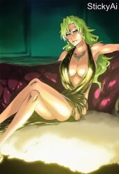 accurate_art_style ai_generated anime_coloring bleach bleach:_the_thousand-year_blood_war curvy female female_only mature mature_female milf pinup solo solo_female solo_focus stickyai