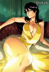 accurate_art_style ai_generated anime_coloring bleach bleach:_the_thousand-year_blood_war curvy female female_only mature mature_female milf pinup solo solo_female solo_focus stickyai
