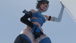3d animated blender blue_eyes bottomless female looking_up luna_snow luna_snow_(marvel_rivals) marvel masturbation solo solo_female sound split-color_hair tagme thighhighs video