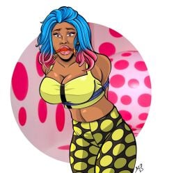 1girls ball_gag big_breasts bondage bound2draw breasts celebrity cleavage dark-skinned_female dark_skin female female_only femsub gag gagged nicki_minaj real_person solo