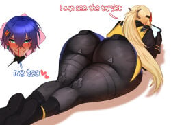 2girls ass belle_(zenless_zone_zero) big_ass clothed clothing female female_only hoyoverse light-skinned_female light_skin mihoyo mihoyo_technology_(shanghai)_co._ltd. onepen trigger_(zenless_zone_zero) zenless_zone_zero
