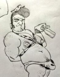 2025 brawl_stars bull_(brawl_stars) don_pornito gay male male_only monochrome supercell tagme traditional_media video_games yaoi