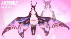 adopt adoptable anthro auction bat big_ass big_butt big_ears big_wings character_sheet fur furry huge_ass moth original_character smile striped_body wings