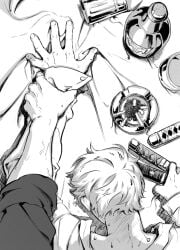 2boys 2d 2d_(artwork) 2d_artwork 2male 2males 2man 2men abs alcohol alcohol_bottle alcoholic_drink anal anal_penetration anal_sex angry angry_expression angry_face ashtray blush blush_lines blushing blushing_male blushing_profusely breath breath_cloud cigarette cigarette_smoke gay gay_male gay_sex grabbing grabbing_wrists homo homoerotic homosexual homosexual_male homosexual_sex implied_anal implied_penetration implied_sex jinzxz male male_only manga_style one_piece over_table roronoa_zoro sanji sanji_(one_piece) smoking smoking_cigarette sweat sweatdrop sweating sweaty sweaty_body sword swords table table_sex vinsmoke_sanji yaoi zoro_(one_piece)