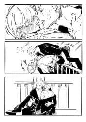 2boys 2d 2d_(artwork) 2d_artwork 2male 2males 2man 2men abs angry angry_expression angry_face blush blush_lines blushing blushing_male blushing_profusely breath breath_cloud comic comic_page drunk earrings erotic facial_hair furrowed furrowed_brow furrowed_brows furrowed_eyebrows gay gay_male gay_sex holding_waist homo homoerotic homosexual homosexual_male homosexual_sex jinzxz kiss kissing kissing_neck leaning leaning_back leaning_forward male male_only manga_style motion_lines movement_lines one_piece page_2 page_number removing_clothing removing_shirt roronoa_zoro saliva saliva_drip saliva_trail sanji sanji_(one_piece) short_hair tight_clothing uncolored undressing undressing_another vinsmoke_sanji yaoi zoro_(one_piece)