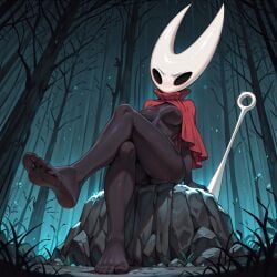 1girls ai_generated breasts feet feet_focus female female_focus female_only foot_fetish haremoverlord hollow_knight hollow_knight:_silksong hornet_(hollow_knight) insects legs legs_crossed partially_clothed soles teasing thick_thighs thighs