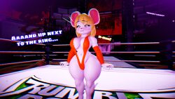3d big_ass big_breasts boxing boxing_ring elbow_gloves female furry kabalmystic_(style) mmdestruction moushley resident_evil sling_bikini thick_thighs