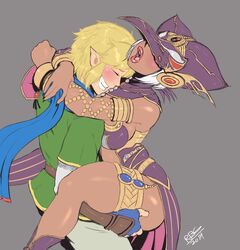 1boy 2014 ass blonde_hair blush blushing cia_(the_legend_of_zelda) clothed_sex dark-skinned_female dark_skin female gloves grin hat hyrule_warriors implied_sex interracial jewelry link link_(hyrule_warriors) mask nintendo open_mouth randomboobguy sex the_legend_of_zelda tunic vaginal_penetration white_hair