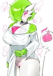 1girls female big_breasts 2026 huge_breasts 2d 2d_(artwork) thick_thighs busty large_breasts seductive short_hair thick_legs cleavage presenting slightly_chubby tagme gardevoir pokemon pokemon_(species) nintendo memixz neuron_activation_(meme) lifting_skirt lifting_clothing one_eye_covered one_eye_obstructed pink_eyes green_hair white_body blush_lines pussy vagina pink_pussy brain