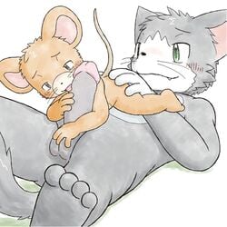 2boys balls blush erection feline fellatio furry furry_only gay jerry_mouse licking male mammal mouse oral oral_sex penis rodent sex tom_and_jerry tom_cat tongue yaoi