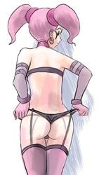 ass bra captain_earth from_behind lingerie moco_(captain_earth) panties pink_hair wedgie