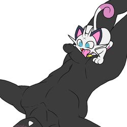 anal anthro balls crossover cyanzangoose digimon feline fellatio feral gay human interspecies licking male mammal meowth nintendo oral oral_sex penis plain_background pokemon sex tongue tongue_out video_games white_background