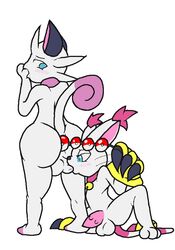 anal anal_beads animal_genitalia anthro ass ball_sucking balls barbs crossover cyanzangoose digimon feline feline_penis feral furry furry_only gatomon gay male mammal meowth nintendo oral penis pink_penis plain_background poke_ball poke_ball_insertion pokemon sex_toy video_games white_background