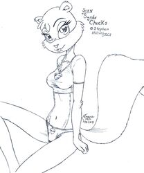 anthro female female_only fur furry monochrome panties sandy_cheeks solo spongebob_squarepants straight_hair t-shirt zmorphcom