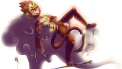 balls colored flaccid humanoid_penis league_of_legends lying male_only nihilist_mut nude on_back peeping penis plain_background uncut white_background wukong