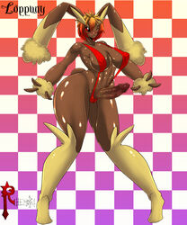 breasts cameltoe clothing edit erect_nipples furry futanari intersex large_breasts lopunny penis pokemon pokemon_(species) pokemorph rhemora skin_tight wide_hips