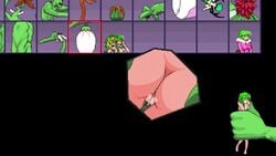 ahegao anal anal_beads animated anthophobia ass clitoris double_penetration game_cg gasp green_hair helpless holding minigirl pixel_art plant pussy rape size_difference sound struggling teasing vaginal_penetration video zombie