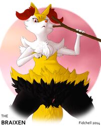 braixen canine female fennec fidchell fox mammal nintendo pokémon_(species) pokemon pokemon_(species) pussy stick surprised video_games