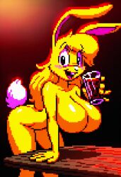 ai_generated blush female furry jazz_jackrabbit_(series) lori_jackrabbit pixel_art self_upload