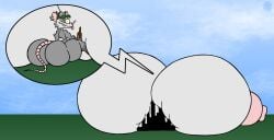 absurd_res adult_swim american_opossum andromorph anthro artist_logo artist_name ass astronomical_hyper baseball_cap big_breasts big_butt blue_pupils bottle bottom_heavy breast_squish breasts bubble_butt cartoon_network cheek_tuft city cityscape clothing container countershade_arms countershade_breasts countershade_face countershade_legs countershading curvy_figure ear_piercing ear_ring erect_nipples eyelashes facial_tuft fangs femboy fur gassy's_gas_'n_stuff gilbert_(gassy's_gas_'n_stuff) grey_body grey_fur hat headgear headwear hi_res holding_bottle holding_container holding_object huge_breasts hyper hyper_breasts intersex logo looking_at_viewer looking_back looking_back_at_viewer male mammal marsupial nipples nude piercing pupils rear_view ring_piercing signature silhouette sitting sitting_on_ground small_waist solo squish teeth text thatdawgmurray thick_thighs tongue tongue_out toony tuft watermark whiskers yellow_sclera