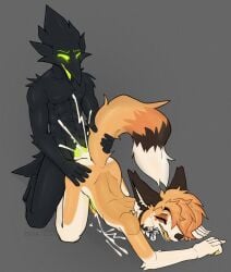 2024 5_fingers abs absurd_res all_fours anal anal_orgasm anthro athletic avian beak biped bird black_body black_ears black_feathers black_fur black_nose bodily_fluids canid canine claws collar collar_tag corvid cum cum_in_ass cum_inside cum_on_ground cum_splatter cum_string cum_while_penetrated doggy_style duo ejaculation empty_eyes erection eyeliner fangs feathers femboy finger_claws fingerpads fingers fluffy fluffy_tail fox from_behind_position fur genital_fluids genitals glowing glowing_eyes glowing_genitalia glowing_penis glowing_tongue green_penis green_sclera green_tongue grey_background hair hands-free hi_res humanoid_hands looking_pleasured makeup male male/male mammal mascara nude on_ground open_beak open_mouth orange_body orange_fur orange_hair orgasm oscine passerine pawpads penetration penis pointy_hair roone_(rvnatics) roonefox sex shaded simple_background tail tail_feathers tail_grab tan_body tan_fur teeth tongue watermark white_body white_claws white_fur yellow_pawpads yellow_penis yellow_tongue
